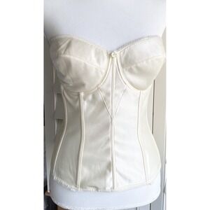 Dominique Juliette Satin Corset Strapless Longline Bra Ivory 36D Bridal Bustier